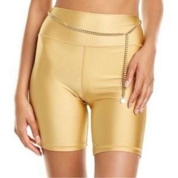 WeWoreWhat $68 gold chain biker short medium - Picture 1 of 4